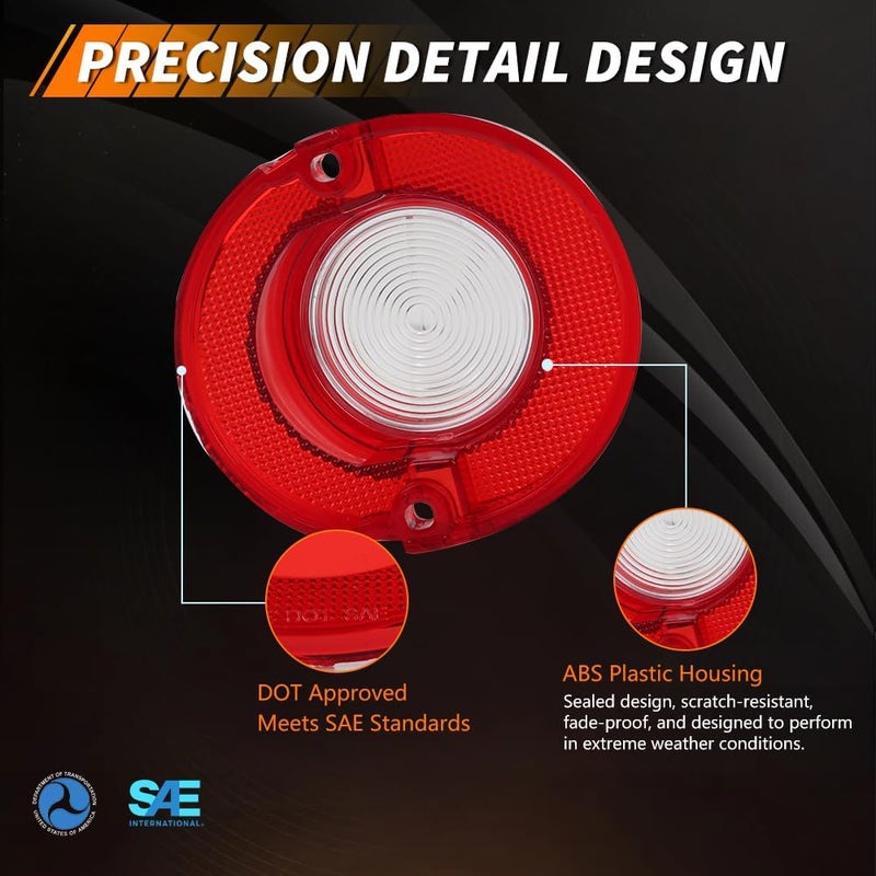 MOTRUM Tail Light Lens Compatible with Chevy Impala 1964, [DOT] [IP67 Waterproof] Tail Lamp Lens (Left + Right), Replace OEM #MO-3237, 6 PCS, Red Lens - Image 4